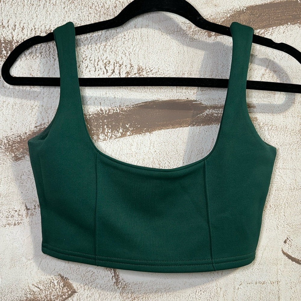 PLT Square Neck Zip Back Crop Top